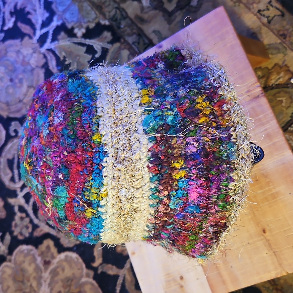 Recycled  silk from india Nepal Multicolor Knit Bucket Hat